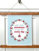 A Little Sweetness Floral Wall Art in Aqua